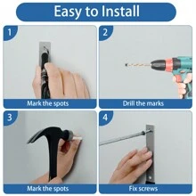 6Pcs Garage Utility Hook Set Wall Mounted Garage Storage Hanger Hook With Anti-Slip Coating And Screw Steel L-Shape Power Tool Wall Hanger Bike Ladder Hook Support 50lbs Max For Garden - Black - View 4