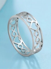 1入女士時尚不鏽鋼空心愛心戒指,極簡配飾,象徵永恆的愛,适用于結婚週年紀念和情人節女友禮物 - 愛心 - 查看 16