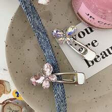 1pc Women's Pink Y2K Style Rhinestone Butterfly Hair Clip For Daily Use - Pink - View 3