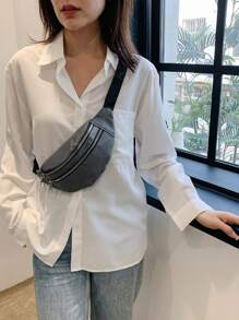 Bolso de cintura/bandolera simple y casual para mujer, bolso de mensajero resistente al agua multicapa, riñonera elegante para el primer día de clases