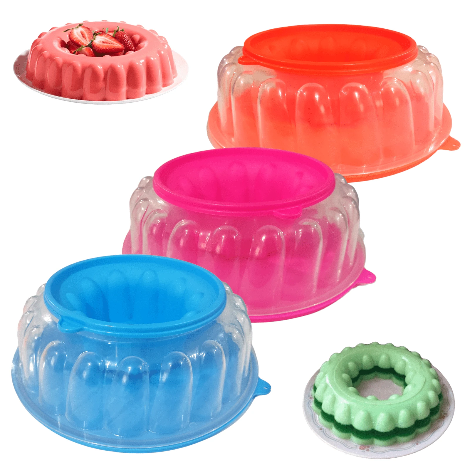 Moldes Para Gelatina Flan Reposteria 777ml Chico Paquete 3 Piezas - Multicolor - Ver 1