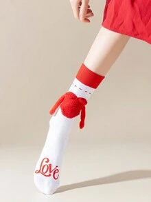 Syviss 2雙不分男女情侶袜,心形與手形設計,情人節禮物 - 彩色 - 查看 3