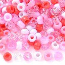 100/200/1000pcs 6*9mm Colourful Pony Beads Kit Acrylic Large Hole Bead Dreadlocks1 Hair Braids Beads DIY Bracelet Necklace Earring Craft Jewelry Making Party Decoration - Multicolor - View 19