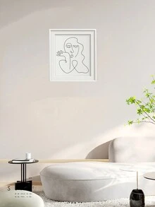 1 件簡約風格女性臉部線條藝術牆貼適合居家裝飾 - 黑色 - 查看 5