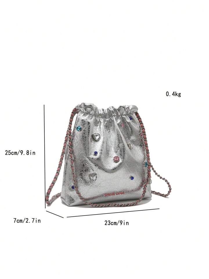 ファッション シルバー ラインストーンデコレーション ドロー