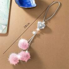 汽車後視鏡配件 閃亮心形粉紅球吊墜 - 粉色 - 查看 7