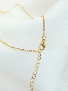 1pc Fashionable And Simple Chain Necklace O-Chain 40cm+5cm Necklace Suitable For Men's And Women's Daily Wear - Yellow Gold - View 4