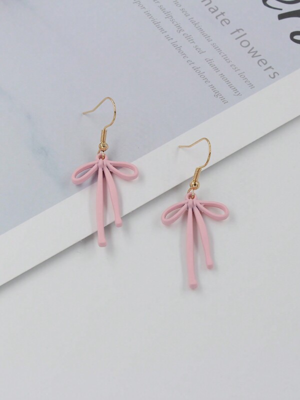 Candy-Colored Pink Bow Tie & Necktie Design Earrings Valentines,Mom,Mother,Mother's Day,Gift