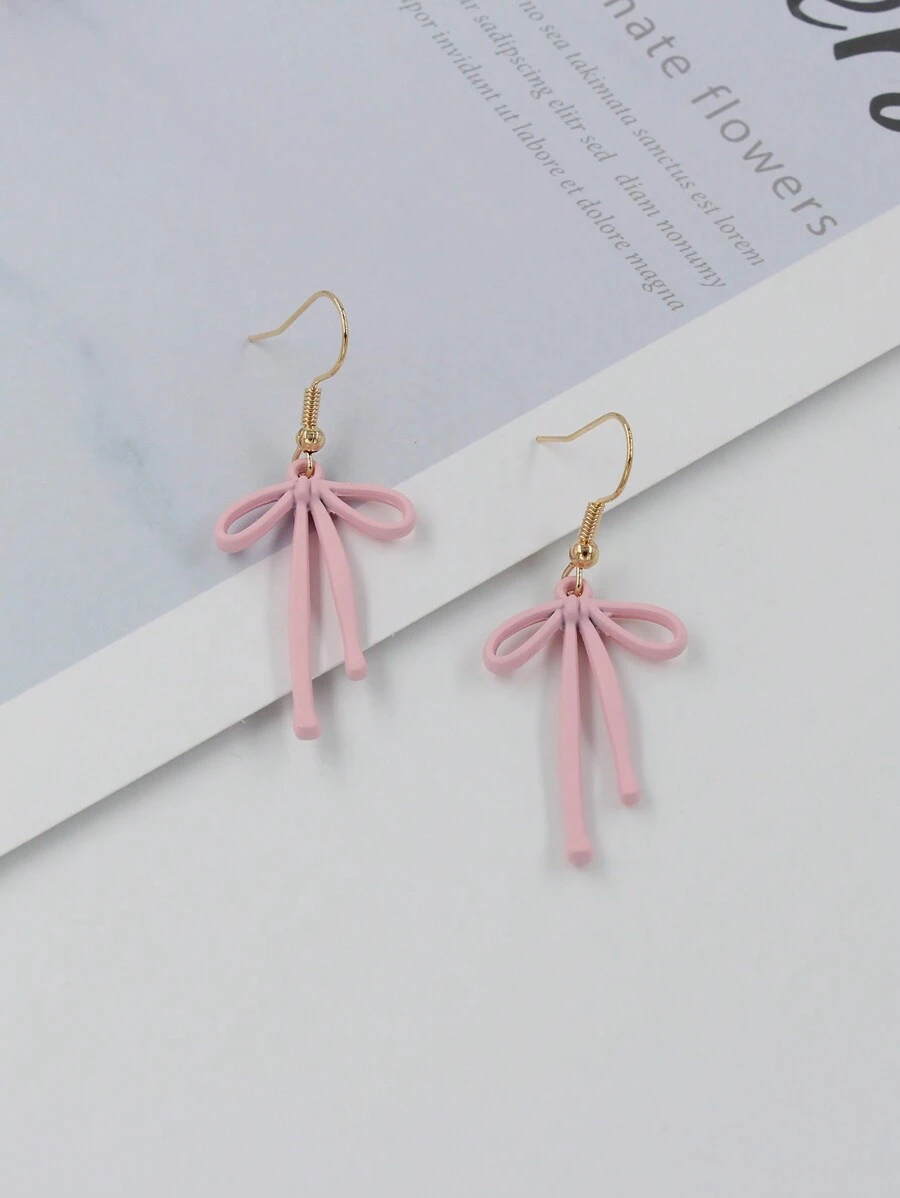 Candy-Colored Pink Bow Tie & Necktie Design Earrings Valentines,Mom,Mother,Mother's Day,Gift