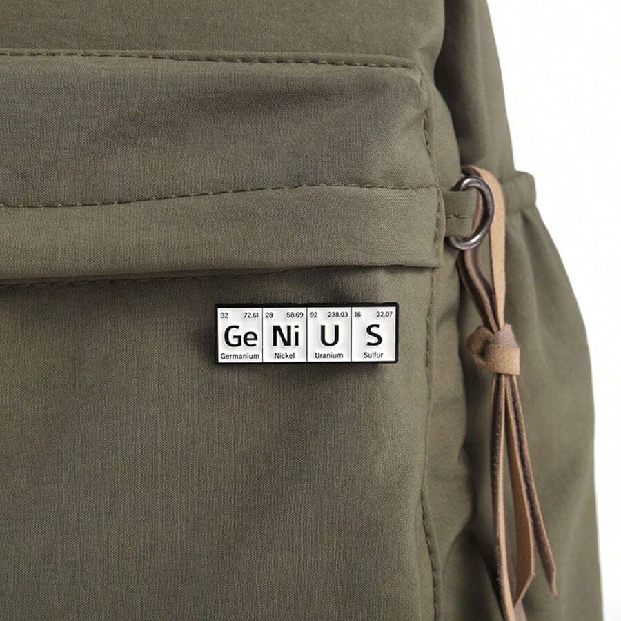 1入時尚創意化學元素周期表設計徽章中性夾克配件,極簡風胸針 - 彩色 - 查看 1