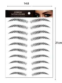 3 Pegatinas De Tatuaje De Cejas 3d De Tamaño Grande, Color Negro - Negro - Ver 2