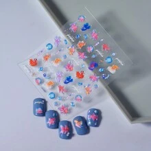 1片5d果凍貼1珍珠魚設計的背膠指甲貼紙,女性裝飾必備之物 - 彩色 - 查看 5