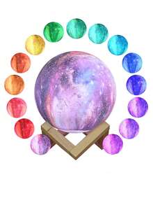 7 色月亮和星空 3d 燈浪漫裝飾小夜燈,特殊月亮球小夜燈家居裝飾生日禮物 - 7色 - 查看 6