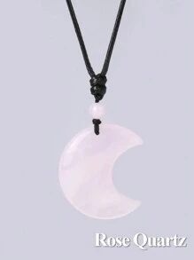 1件装灵气疗愈新月水晶项链天然石吊坠虎眼石紫水晶粉晶黑曜石蛋白石绳编项链 H092 - Necklace - 查看 14