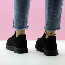 女款輕量休閒鞋,透氣運動鞋,厚底,適合跑步 - 黑色 - 查看 6