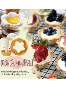 2pcs, Flower Pastry Cutter And Tart Tamper Set - Perfect For Baking Tarts, Cookies, And Biscuit Cutters - Kitchen Gadgets And Accessories - Yellow - View 5