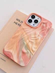 Ốp lưng bảo vệ họa tiết chữ lượn sóng nhuộm màu tie-dye, tương thích với iPhone 15 Pro Max, 14, 11, 13, 12. - trái cam - Xem 3