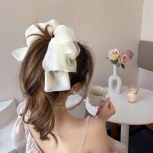 1pc Fashionable Elegant Multi-Layer Mesh Bowknot Hair Clip For Girls, French Vintage Style Banana Hairpin For Ponytail, Suitable For Party, Dance And Daily Use