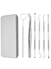 Dental Tools Teeth Cleaning Tools Stainless Steel Dental Scraper, Scaler Pick Plaque Remover Set, Living Room Home Bedroom Bathroom House Decor, Travel Stuff, Wedding, Party, Birthday, Gifts For Men Mom Dad Friends, New Years, Accessories, Funny Gift - Silver - View 9