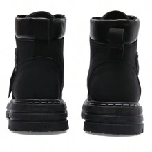 Botas Hombre uso Rudo Altas de Moda,Bota Táctica Estilo Urbano Vinipiel con Plataforma y Suela Gruesa, Antideslizante, Resistente Al Desgaste, Confortable-Botas De Trabajo, Botas De Motocicleta, Botas Altas Para Hombres, Zapatos Para Hombres - Negro - Ver 6