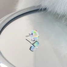 1pc 16g Flat Back Jelly Opal Lip Stud/Earring/Tragus Piercing Jewelry Made Of F136 Titanium Alloy, Suitable For Women's Daily Wear, Available In 8/10/12mm - Green - View 6