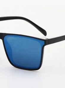 1pc Children's Square Frame Fashion Glasses, Simple & Fashionable, Suitable For Boys & Girls, Great For Parties, Daily Wear & Outdoor Activities, Sand Protection - Royal Blue - View 5