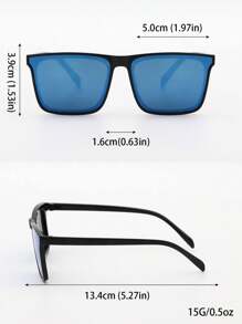 1pc Children's Square Frame Fashion Glasses, Simple & Fashionable, Suitable For Boys & Girls, Great For Parties, Daily Wear & Outdoor Activities, Sand Protection - Royal Blue - View 2