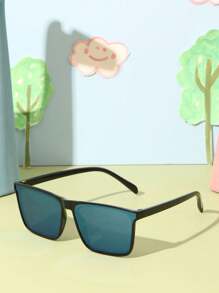 1pc Children's Square Frame Fashion Glasses, Simple & Fashionable, Suitable For Boys & Girls, Great For Parties, Daily Wear & Outdoor Activities, Sand Protection - Royal Blue - View 1