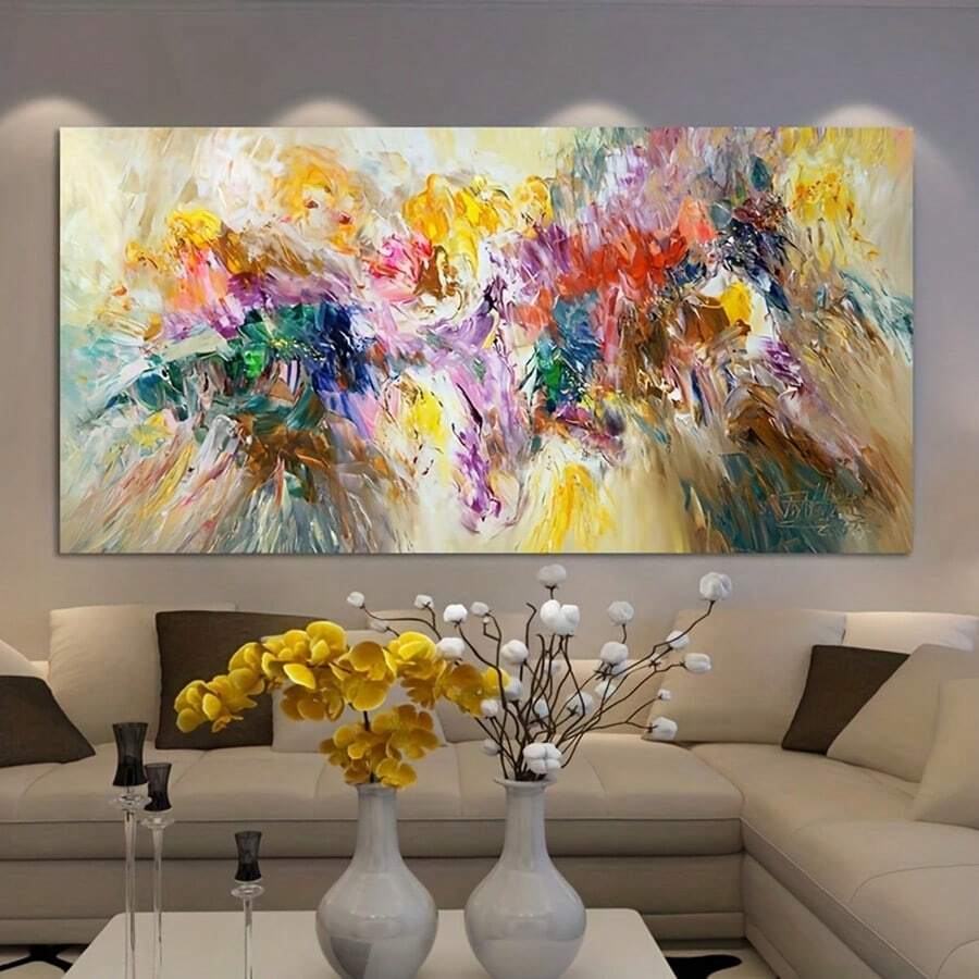 1入抽象藝術彩色圖片，帆布畫海報印刷，客廳牆藝術畫作，家居裝飾畫，無框 - 彩色 - 查看 1