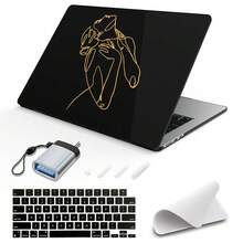 5 In 1 Compatible With Macbook Air M2 13.6 Inch Case 2022 2023 Release Model A2681 With 13.6" Liquid Retina Display, Black Crystal Hard Shell & Polishing Cloth & OTG Adapter & Keyboard Cover, Golden Sexy Beauty - Black Shell Gold Sexy Beauty - View 2