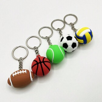 Cute 1pc/5pcs Men's Miniature 3cm Simulation Keychain For Soccer, Basketball, Tennis, American Football And Car, Keychain Ring, Sport Souvenir And Gift Car Accessories Bag Charm Backpack For School Goth Y2k