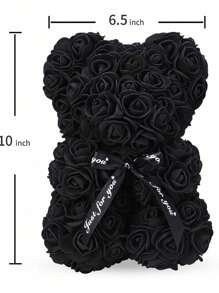 1pc Black Rose Teddy Bear Ornament - Black - View 5