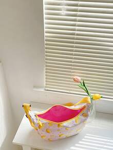 可愛的兒童尼龍單肩包,卡通雙面水果印花少女肩背包 - 黃色 - 查看 4