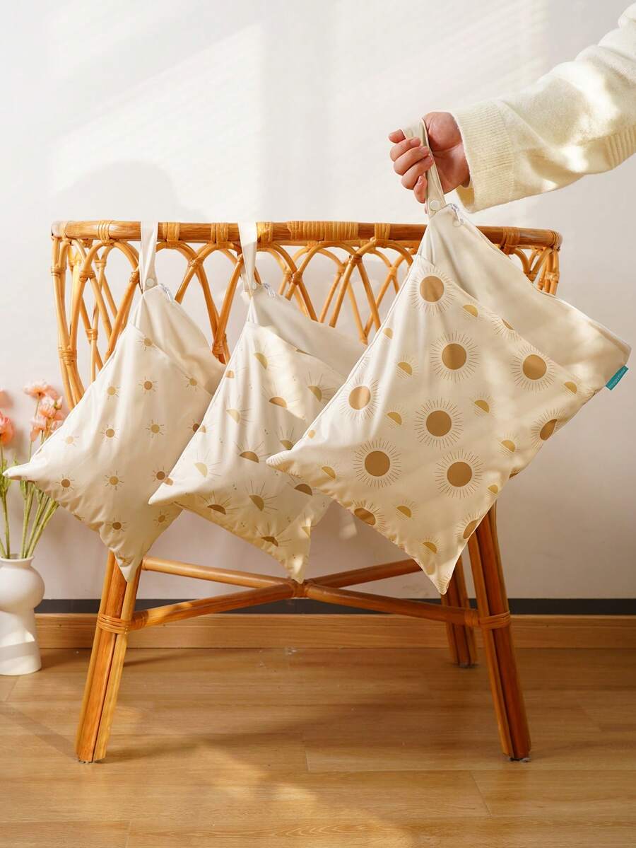 1入布尿布濕乾袋,防水可重複使用,帶兩個拉鍊口袋,旅行海灘泳池托兒所用於放置骯髒的嬰兒物品瑜伽健身房袋適用於泳衣或濕衣服 - 彩色 - 查看 1