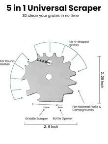 1 Pieza Herramienta Portátil Para Limpiar Parrilla Y Plancha De Barbacoa, Cuchilla De Raspado Y Cepillo De Limpieza - Plateado - Ver 3