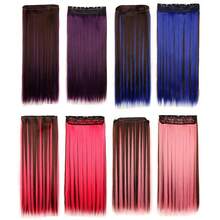 1pc European And American Style Hair Extension For Girls, New Dip Dye Fish Line Straight Hair Piece, Colorful Synthetic Hair Clip-In - Blue - View 3