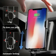 15W Mobile Phone Wireless Charger Mobile Phone Holder Gravity Induction Car Air Outlet Mobile Wireless Charger Holder - Black - View 3