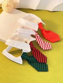 1入口寵物項圈斜紋領巾/圍巾,英倫風格條紋設計,適用於狗和貓 - 綠色 - 查看 3