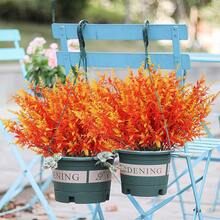 4束人造綠色薰衣草假灌木花,防紫外線掛花盆,室內外裝飾婚禮桌花安排花束材料 - 亮橙色 - 查看 4