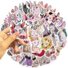 50入組/包sphinx Cat防水diy創意塗鴉貼紙,適用於吉他/滑板/水瓶/保護帽/雪板/筆電/手機/冰箱/行李箱/塗鴉貼紙,是完美的禮物 - 彩色 - 查看 8