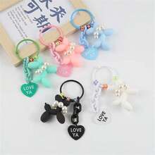 1pc Lady's Cute Puppy Keychain New Pendant Heart Shape Accessory For Bag Diy Phone Case Chain, Couple Gift - Multicolor - View 3