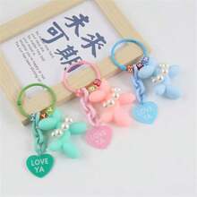 1pc Lady's Cute Puppy Keychain New Pendant Heart Shape Accessory For Bag Diy Phone Case Chain, Couple Gift - Multicolor - View 2
