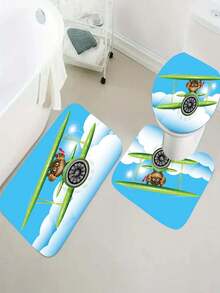 4 件套創意搞笑猴子浴簾套裝,帶防水浴簾,12 個掛鉤,浴室墊,u 形馬桶墊,馬桶蓋,浴室裝飾 - 彩色 - 查看 5