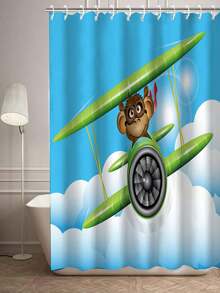 4 件套創意搞笑猴子浴簾套裝,帶防水浴簾,12 個掛鉤,浴室墊,u 形馬桶墊,馬桶蓋,浴室裝飾 - 彩色 - 查看 4