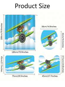 4 件套創意搞笑猴子浴簾套裝,帶防水浴簾,12 個掛鉤,浴室墊,u 形馬桶墊,馬桶蓋,浴室裝飾 - 彩色 - 查看 2