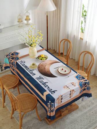 防水防油優質數位印花長方形桌布,適合節慶、派對、婚禮和宴會