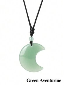 1件装灵气疗愈新月水晶项链天然石吊坠虎眼石紫水晶粉晶黑曜石蛋白石绳编项链 H092 - Necklace - 查看 10