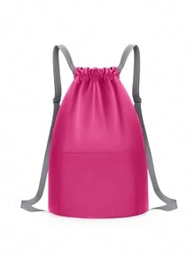 1個可摺疊背包,超輕,防水,大容量,皮包,籃球袋,野營野餐收納袋,旅行桶包,男女戶外遠足小背包 - 玫紅色 - 查看 2