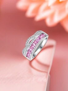 1個時尚的鑽石戒指 - 紅色 - 查看 1