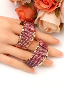 3對beverly貴婦風格彩色金屬吊墜耳環,粉紅色、香檳色鑽石為女性、女孩派對的禮物 - 彩色 - 查看 14